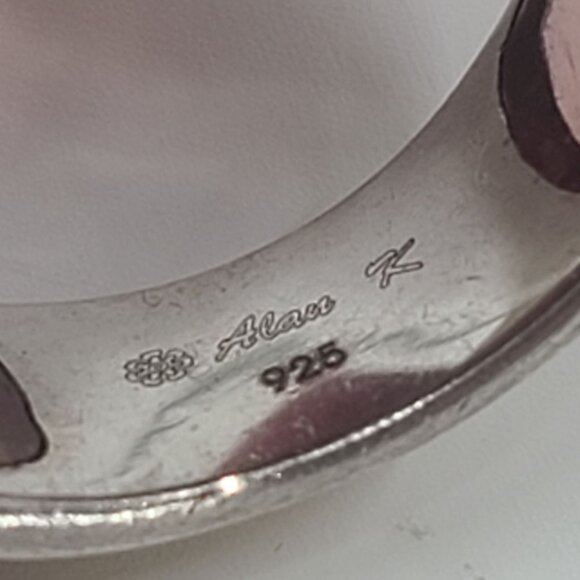 alan  K Sterling Silver 925 ring Pink floral Millifiori Glass Flower Ring - Picture 6 of 9